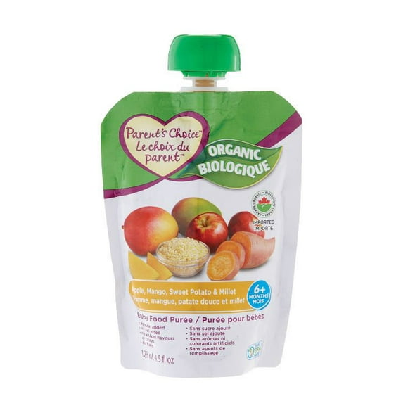 Parent's Choice Organic Apple, Mango, Sweet Potato & Millet Baby Food Purée, 128 mL